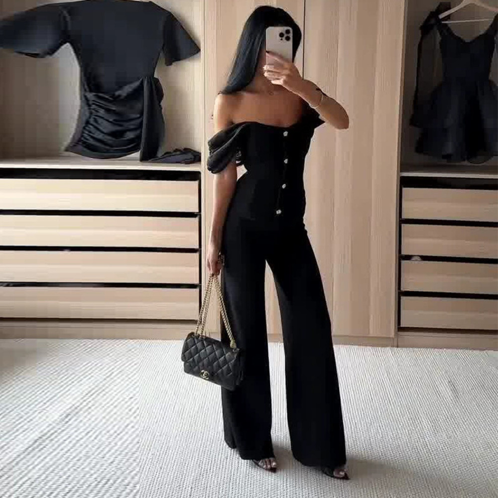 Forever 21 Summer Off-Shoulder Slim-Fit Black Set